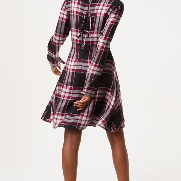 ANN TAYLOR LOFT SIZE 6P TIE BACK PLAID DRESS - Picture 3 of 7